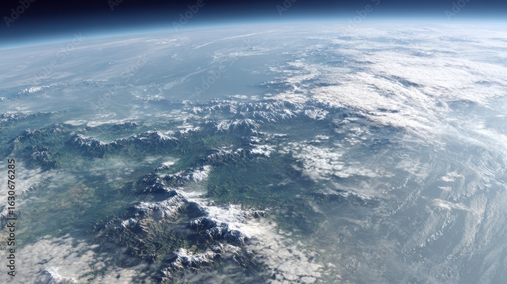 Fototapeta premium snow capped mountains aerial view