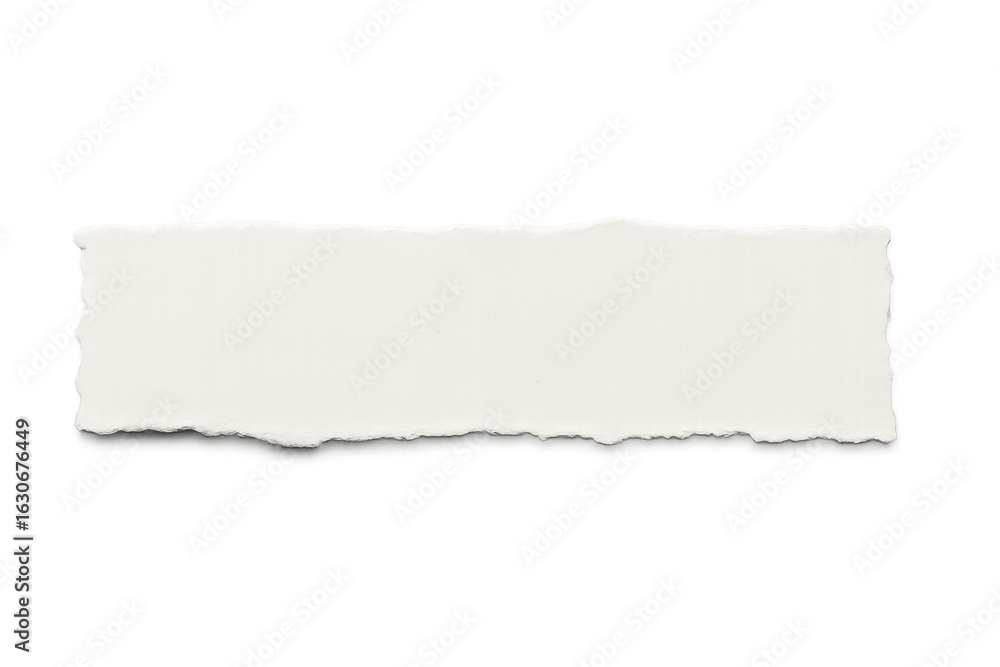 Obraz premium Torn white paper sheet with ragged edges, transparently layered, providing clean space for graphic design elements