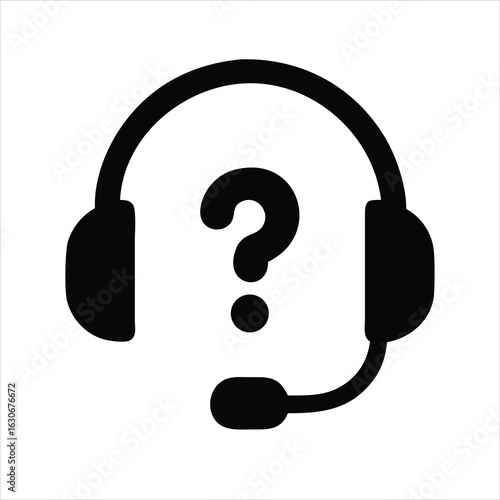 A clean vector silhouette icon of customer service,