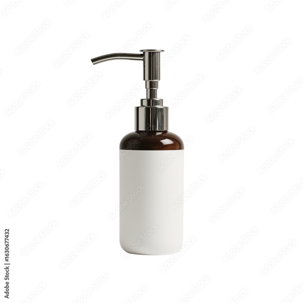 Obraz premium Brown and white pump bottle for liquid soap or lotion 