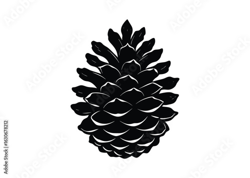 Pine cone silhouette black vector white background