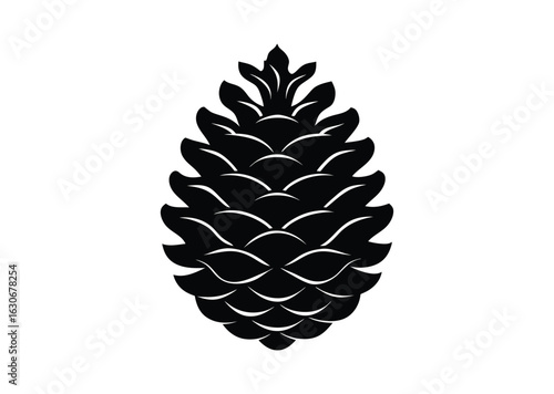 Pine cone silhouette black vector white background