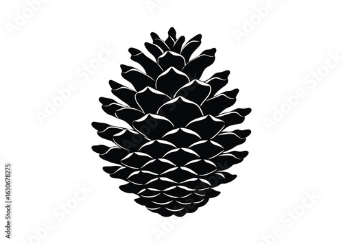 Pine cone silhouette black vector white background