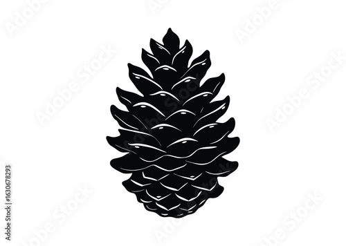 Pine cone silhouette black vector white background