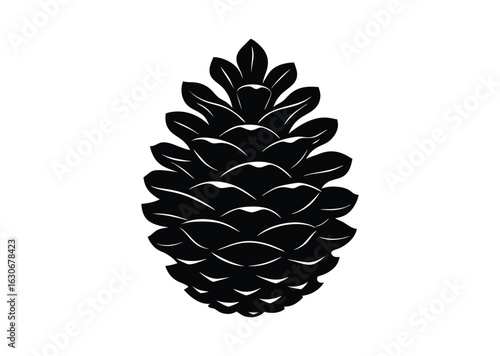 Pine cone silhouette black vector white background