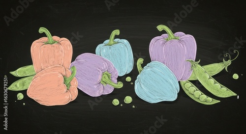 Colorful Peppers and Peas