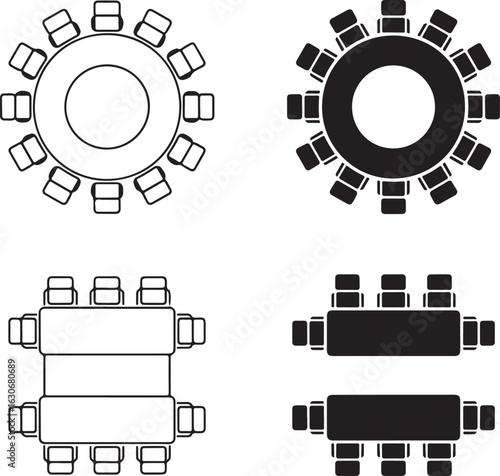 Top and side views of circular and rectangular flange connections