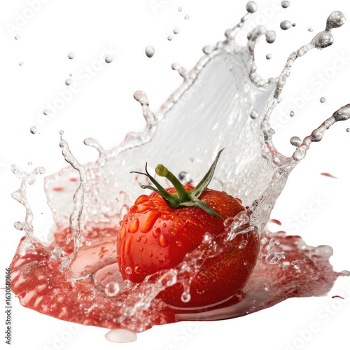 Juicy tomato splash isolated on transparent background