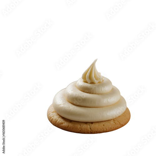 Delicious frosted cookie with vanilla icing, sweet treat