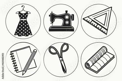 Sewing and Crafting Icons Collection.