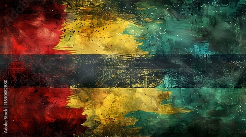 Rasta Colors Grunge Paint Abstract Textured Background