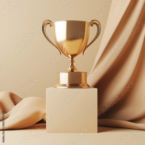 Luxurious Trophy on Elegant Pedestal 3D