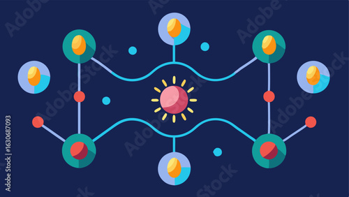 Cellular Communication An artistic depiction of modified genes communicating with other cells in a network illustrated by glowing lines to signify healing and prevention.