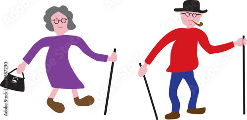 COUPLE DE PERSONNES AGEES.eps