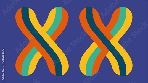Chromosome Pairing Two paired chromosomes depicted in a stylized manner with unique patterns on each signifying genetic diversity.