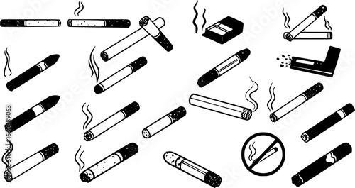 Cigarette icon vector set. Cigar illustration sign collection. smoke symbol. Smoking area logo.
