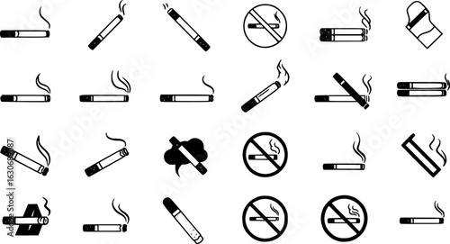 Cigarette icon vector set. Cigar illustration sign collection. smoke symbol. Smoking area logo.
