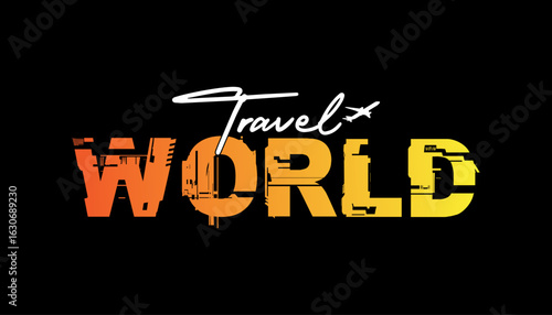 World Travellers text effect vector illustrator.