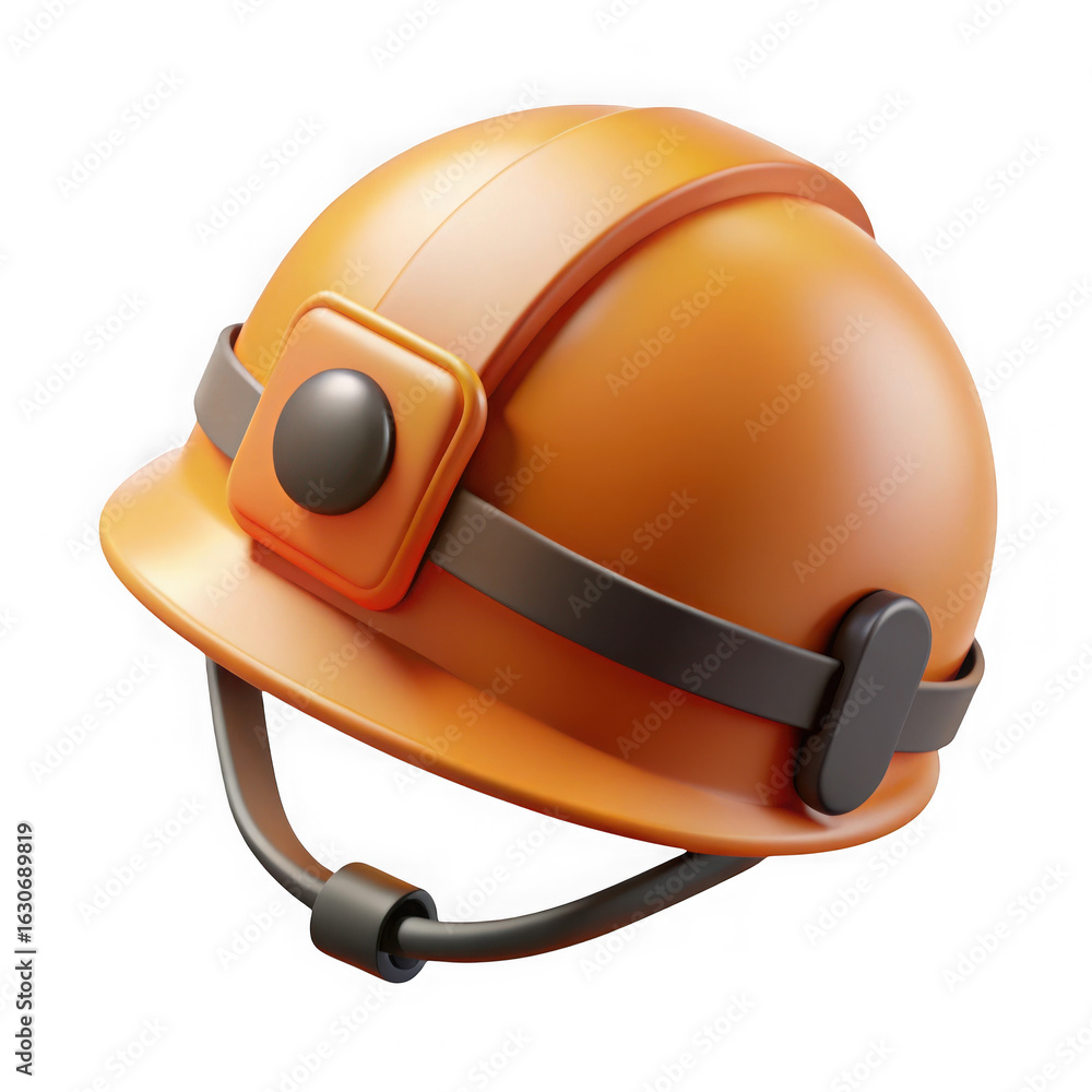 Fototapeta premium Orange hard hat safety helmet isolated on transparent background