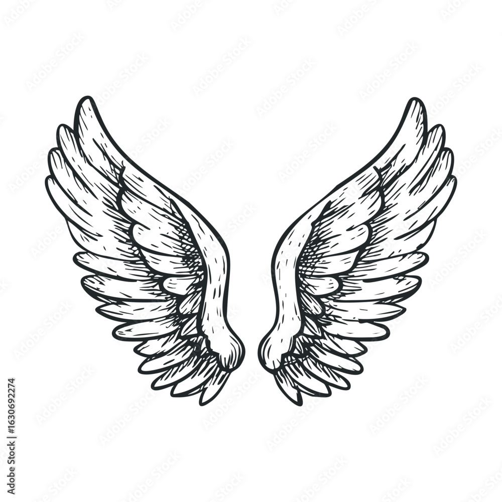 Fototapeta premium Angelic wings design for spiritual themes and artistic projects