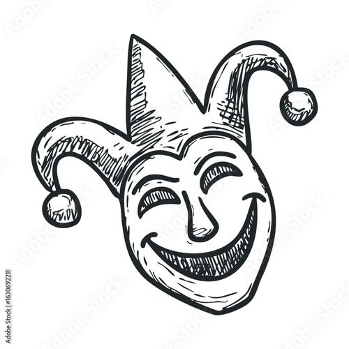Jester mask design for theater and carnival celebration themes