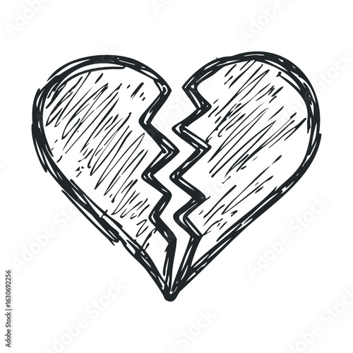 Broken heart sketch representing heartbreak and emotional pain