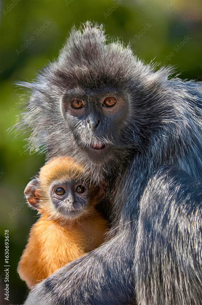 Fototapeta premium Dusky Leaf Monkey with Baby