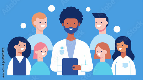 Clinical Trial A group of diverse volunteers in a clinical trial setting with a researcher providing information highlighting the importance of research in advancing treatments.
