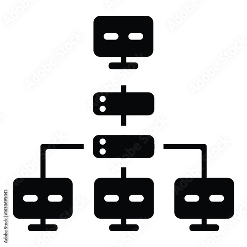 Networking Silhouette Vector – Connected People, Devices & Nodes in Modern Tech Design, Silhouette vector concept of networking, featuring connected people, devices, nodes, and communication