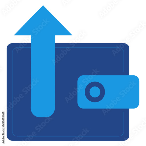Icon for withdrawing money from a wallet, either a physical or digital wallet or withdrawing or sending funds
