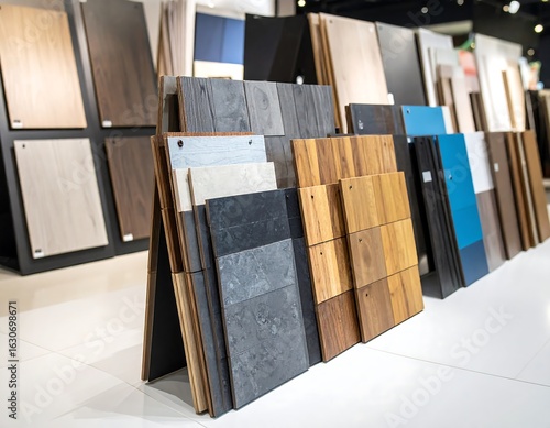 Flooring samples displayed in a store