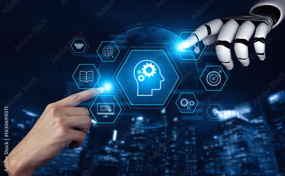 custom made wallpaper toronto digitalAI or human-driven skill acquisition and training with icons of knowledge, goals, task management, and system optimization Vouch