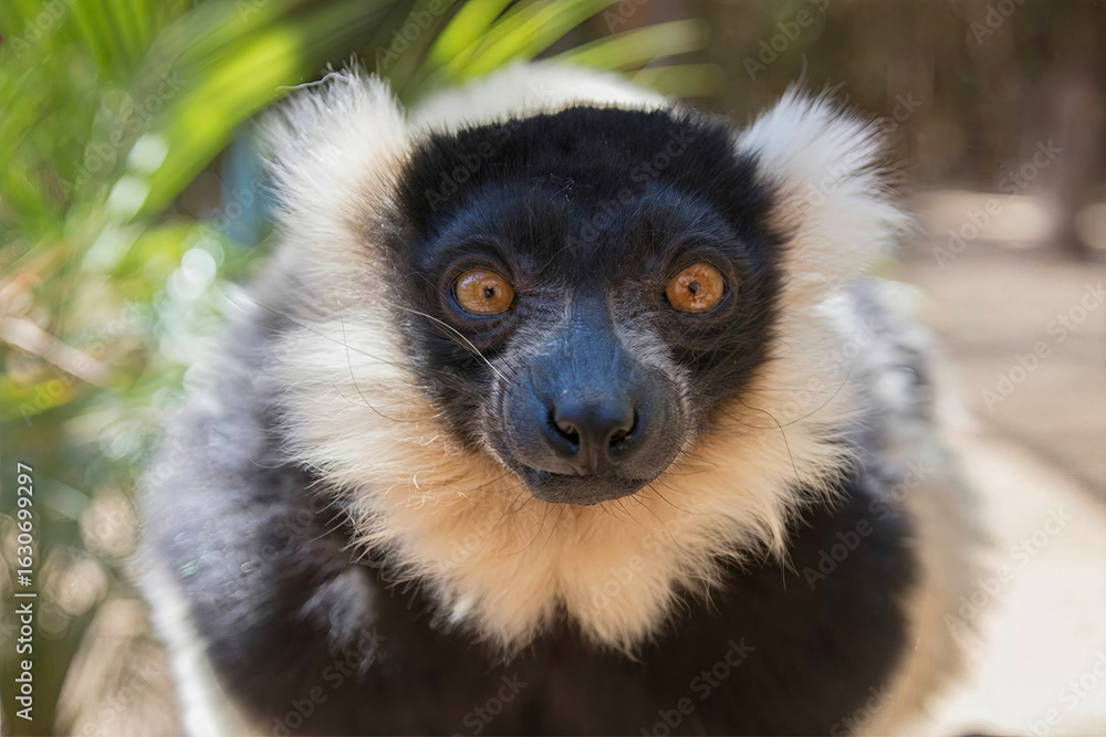 Obraz premium Black-and-White Ruffed Lemur in Daylight