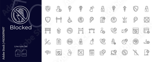 Blocked Line Editable Icons set. Vector illustration in modern thin line style of Blocked icons: block, ban, close, etc