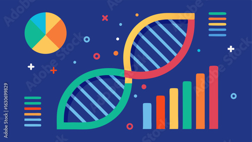DNA Helix with Data A stylized DNA double helix in the background overlaid with numerical data and graphs representing biological age assessments.