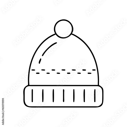 Winter beanie hat with pom-pom icon design