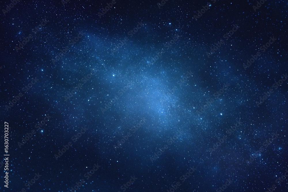 Obraz premium Starry sky background, blue night sky full of stars, glowing stars in the dark space, starry background, dark night, stars in the distance, starlight, dark background with a blue glow, night sky. 
