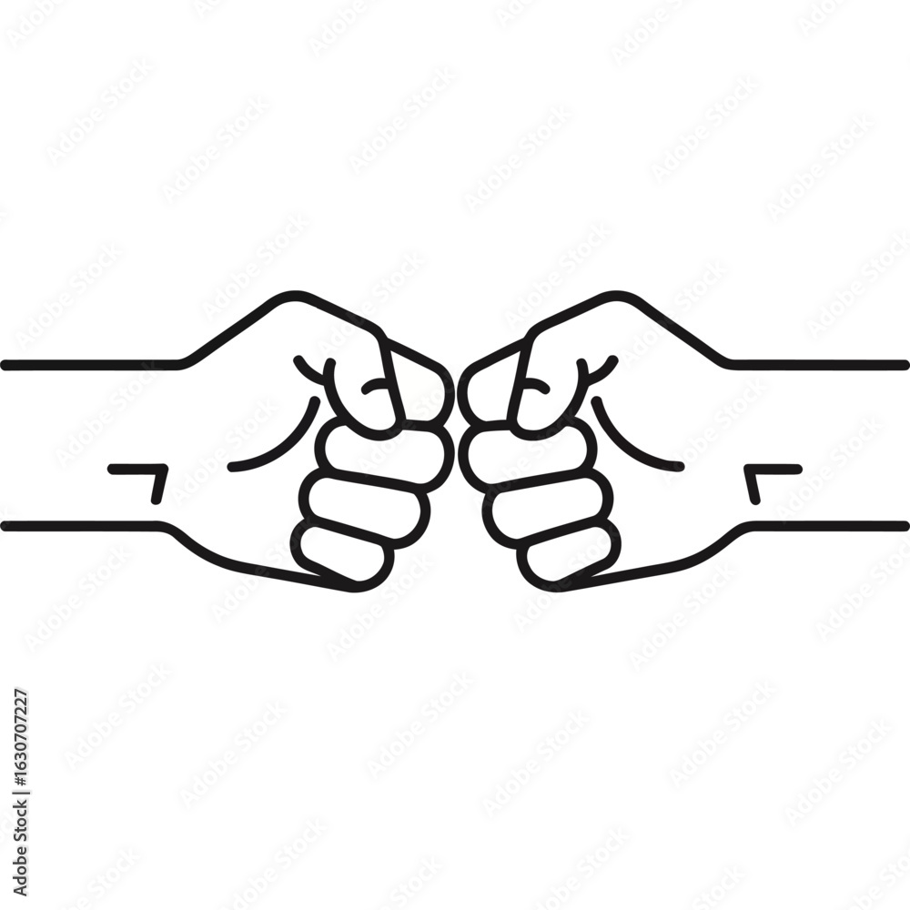 Fototapeta premium Two fists bumping together showing unity teamwork and friendship fists,