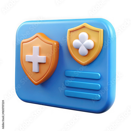 3d medical health insurance card icon isolated on transparent background