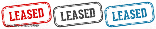 leased stamp. leased rectangular stamp set isolated on white background