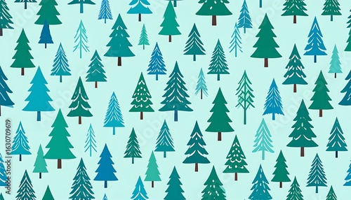 Christmas tree pattern, light teal background