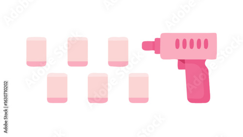 Pink laser hair removal device and hair isolated on white background, beauty treatment, skin care, epilation technology, cosmetic procedure