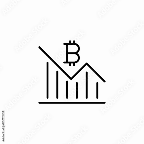 bitcoin price drop icon sign vector