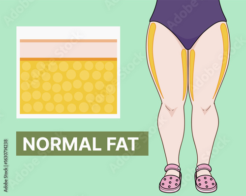 A woman's lower body. Normal fat. A healthy woman's body. Medical illustration. Vector illustration. 