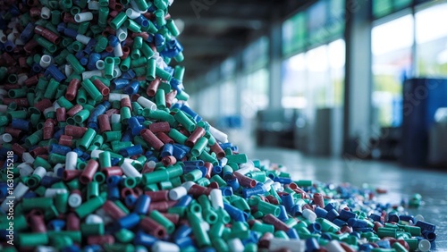 Pile of plastic recycling materials. A visual representation of sorting and repurposing resources for sustainability.