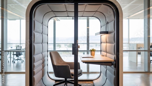 Modern work pod for focused productivity within the office environment .