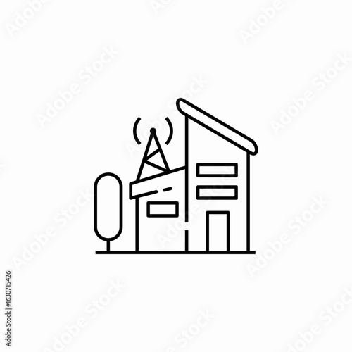 radio station building icon sign vector