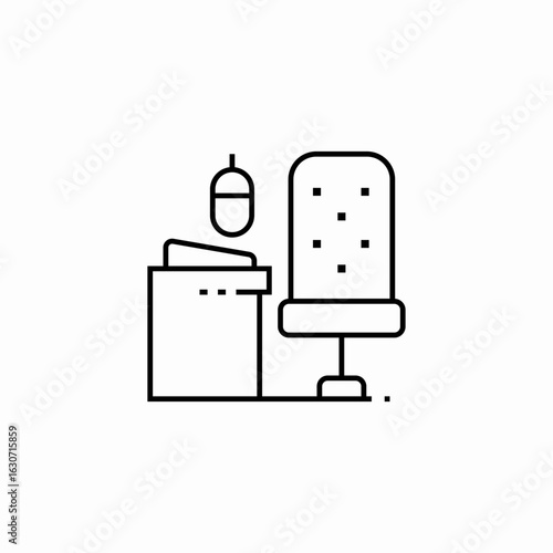 studio desk chair icon sign vector