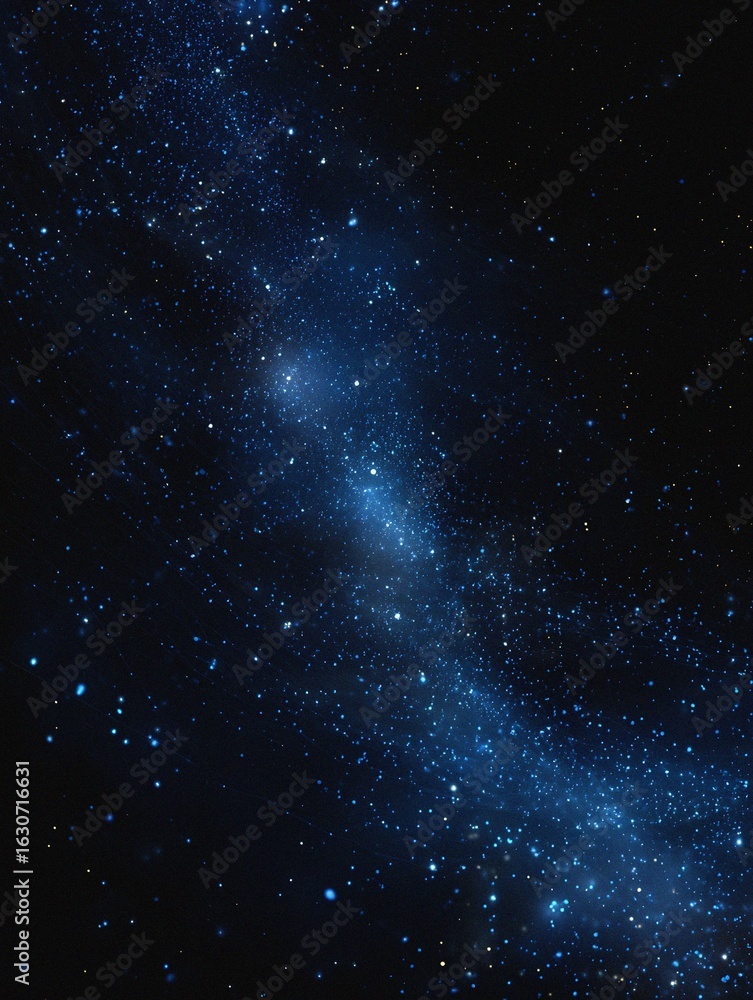 Obraz premium Starry sky background, blue night sky full of stars, glowing stars in the dark space, starry background, dark night, stars in the distance, starlight, dark background with a blue glow, night sky. 