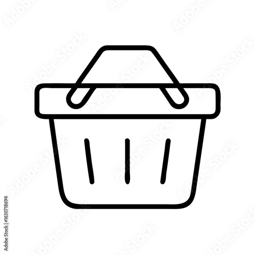 Simple line drawing of a shopping basket on white background  